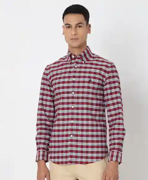 Regular Finish Oxford Polo Button-Down Collar Checked Regular Fit Sport Shirt
