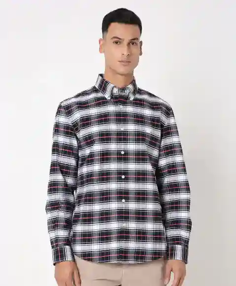 Regular Finish Oxford Polo Button-Down Collar Checked Regular Fit Sport Shirt