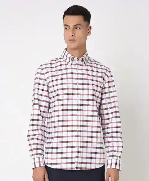 Regular Finish Oxford Polo Button-Down Collar Checked Regular Fit Sport Shirt