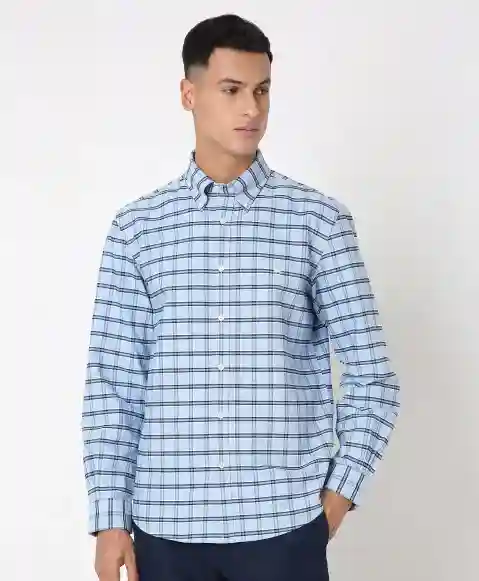 Regular Finish Oxford Polo Button-Down Collar Checked Regular Fit Sport Shirt