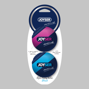 Joyser Active 2 TPU Balls with Squeaker Dog Toy (Blue/Pink)