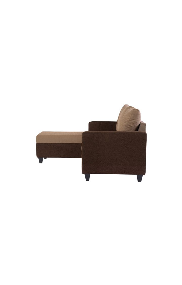 neudot Saya RHS Sectional Sofa for Living Room |4 Person Sofa| Premium Fabric with Cushioned Armrest | 12 Months Warranty| Solid Wood Frame| 4 Seater in Saya Duo Brown Color DIY(Do-It-Yourself)