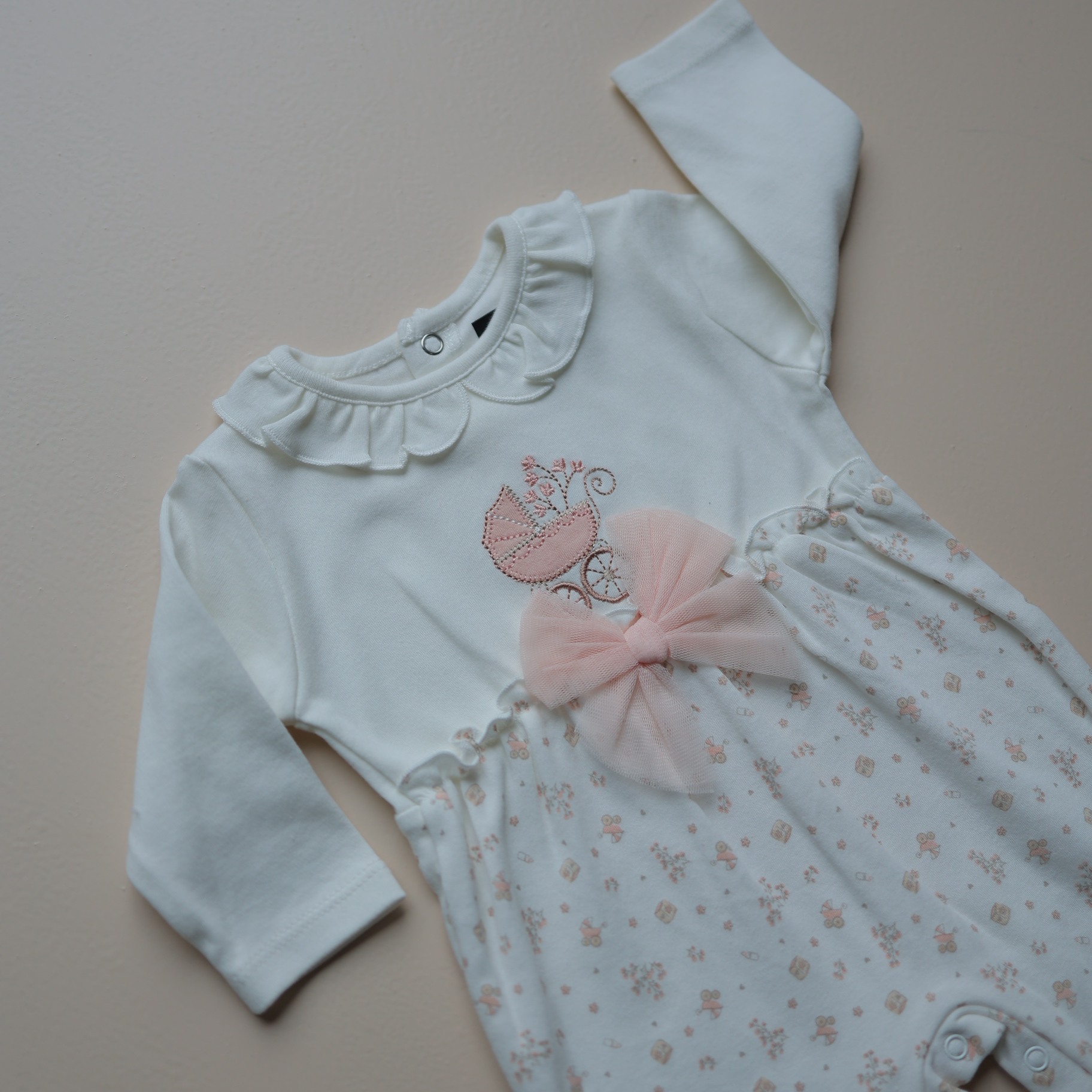 Peach Blossom Cot Baby Half Romper