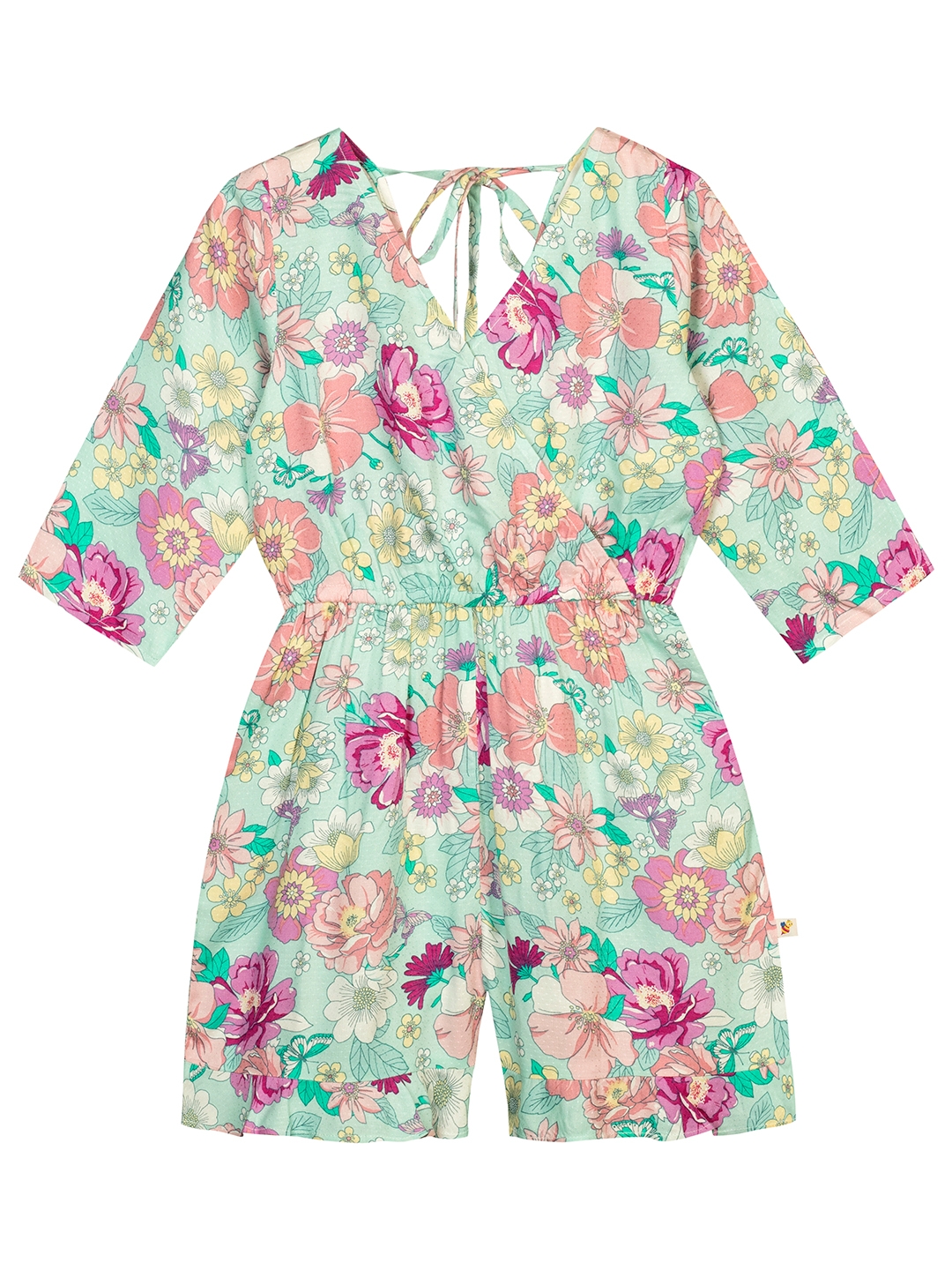 Budding Bees | Budding Bees Girls Blue Floral Playsuit 0