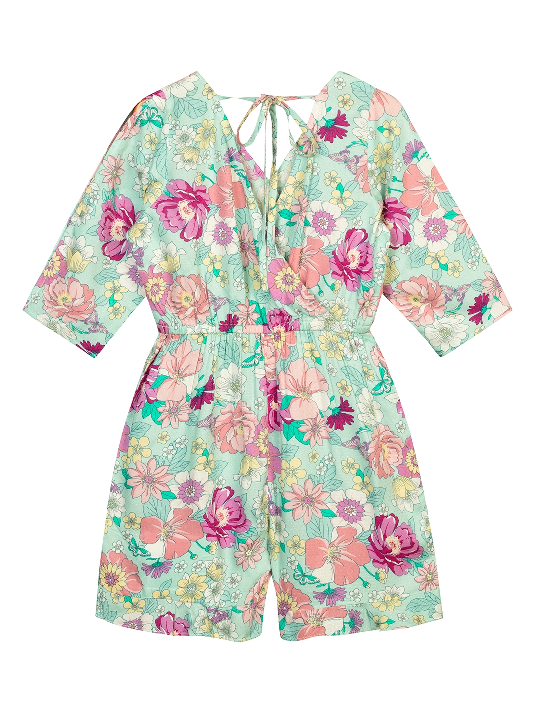 Budding Bees | Budding Bees Girls Blue Floral Playsuit 1