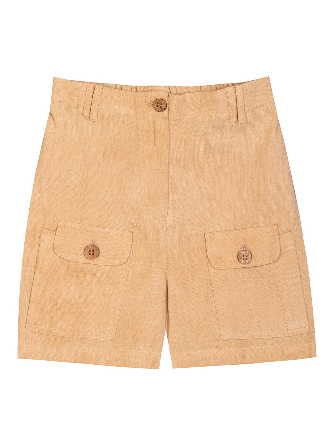 Budding Bees | Budding Bees Boys Beige Solid Short With Pocket 0