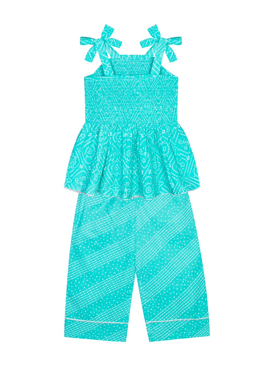 Budding Bees Infants Cotton Top-Pajama Set with Matching Hairband-Green