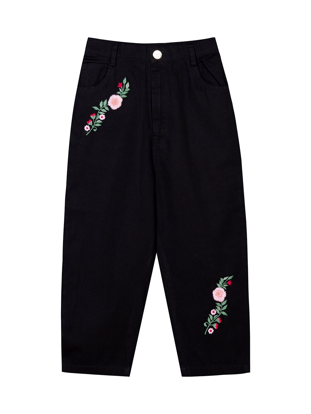 Budding Bees | Budding Bees Girls Denim With Embroidered Jeans-Black 0