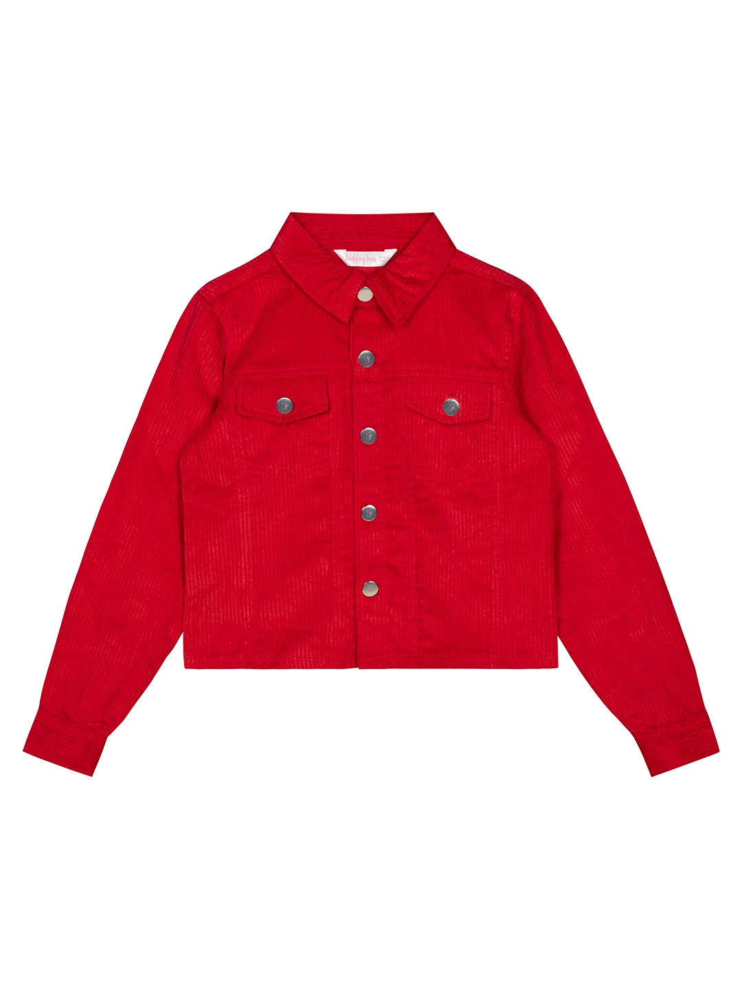 Budding Bees | Budding Bees Girls Corduroy Solid Jacket-Red 1