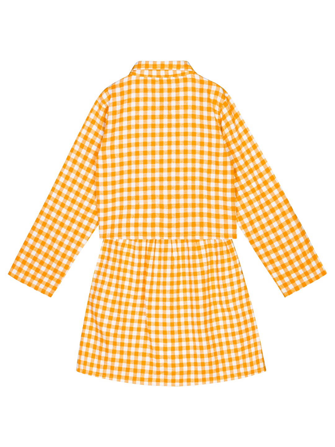 Budding Bees Girls Cotton Check Top-Skirt Set-Yellow