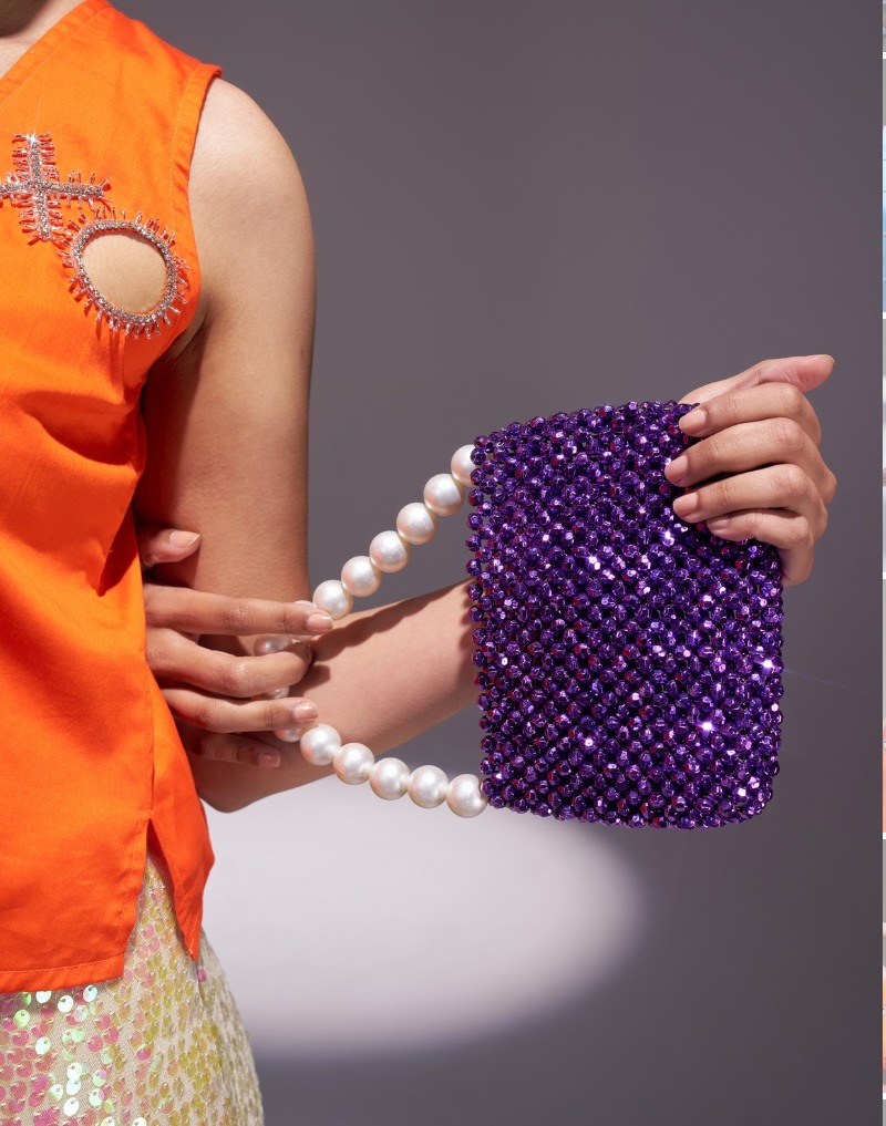 Glitter Pearl Handle Bag