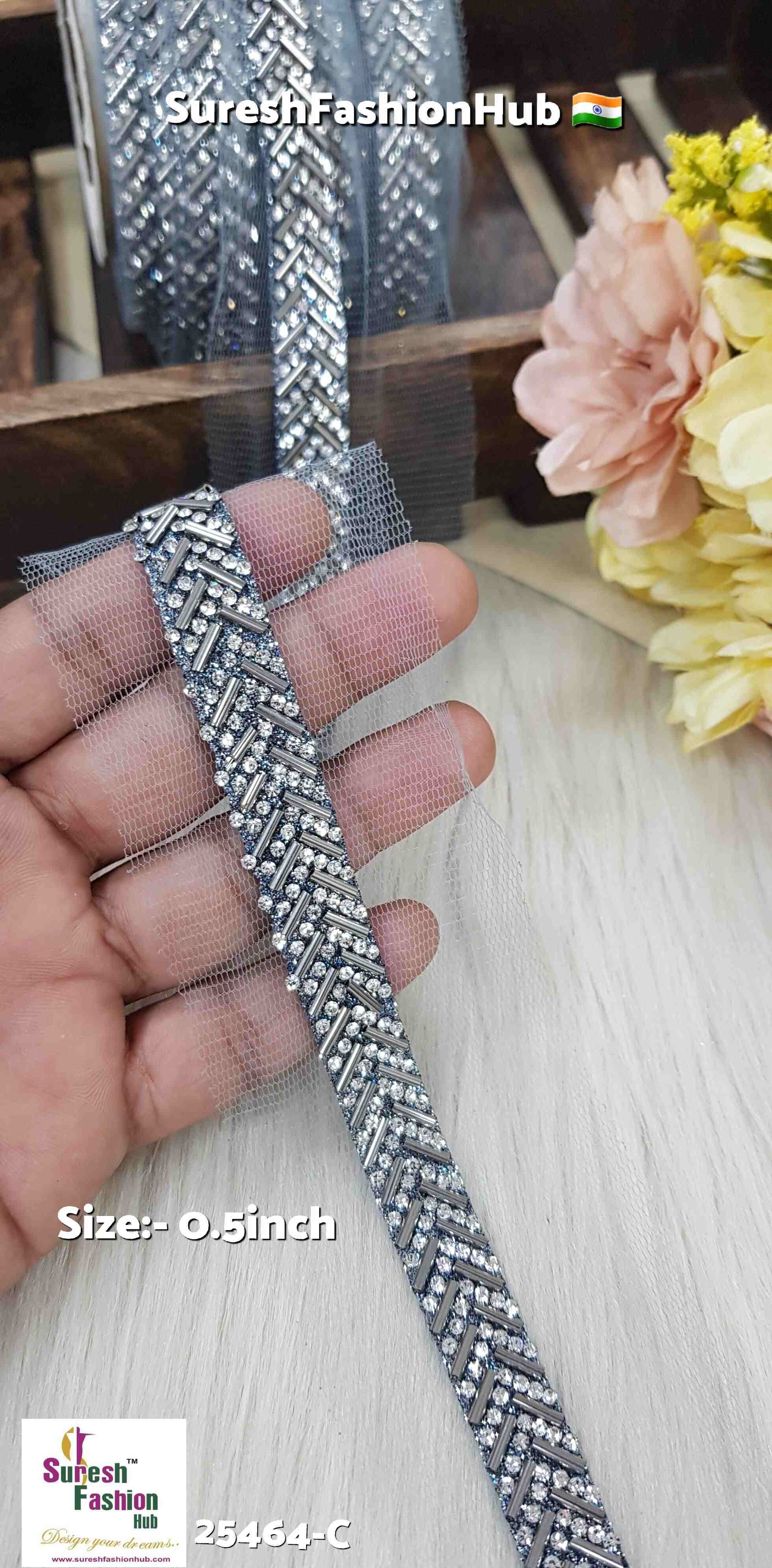Grey Patti Kaddhana Diamond Net Lace