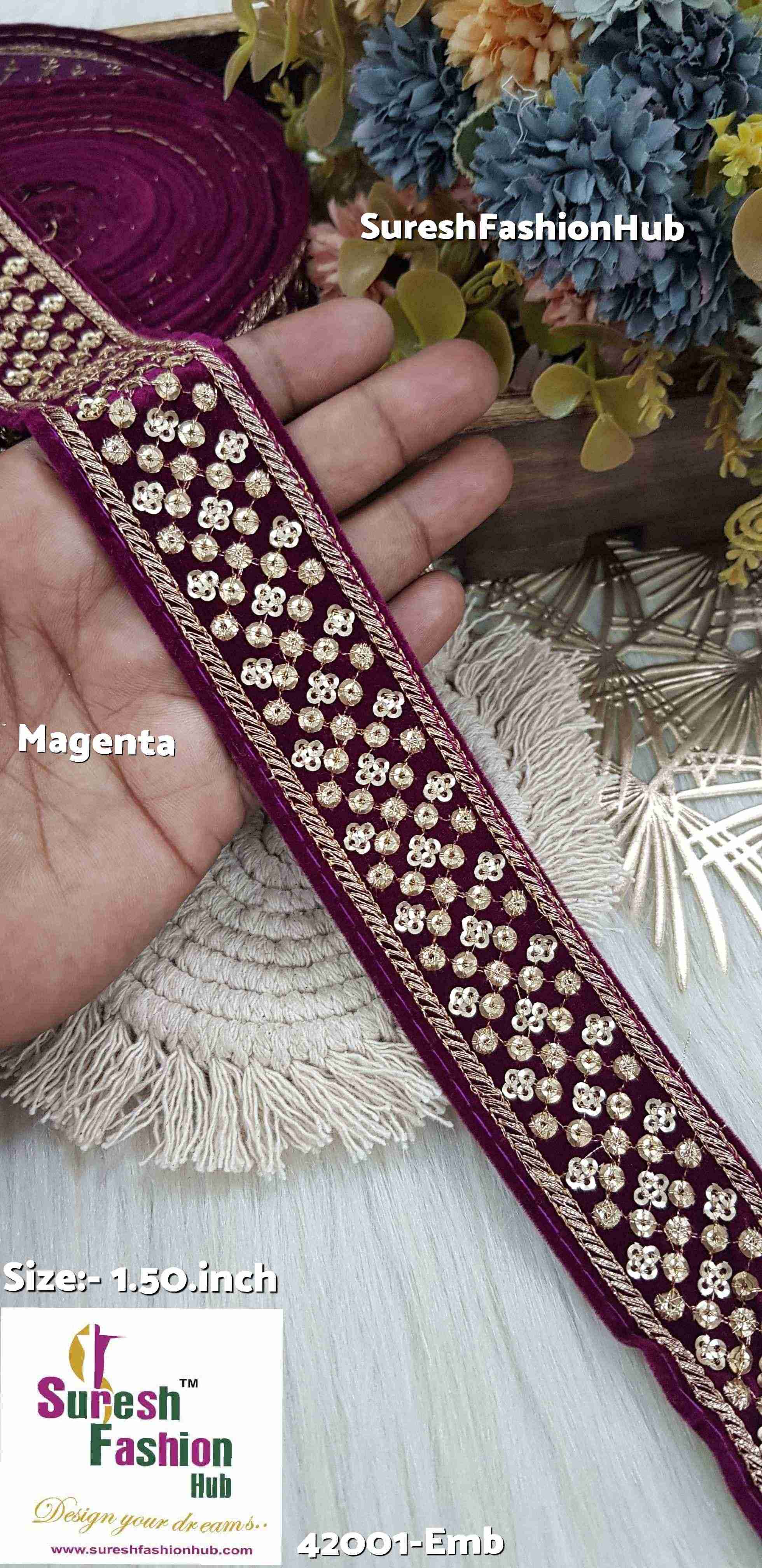 Majenta Magic Velvet Embroidery Lace