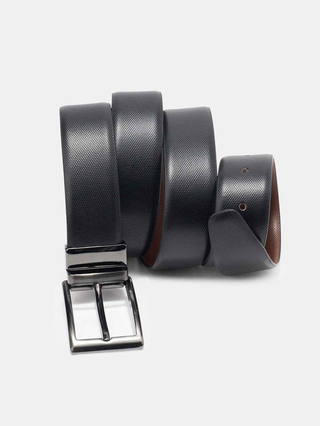 Black & Brown Patterned Reversible Belt