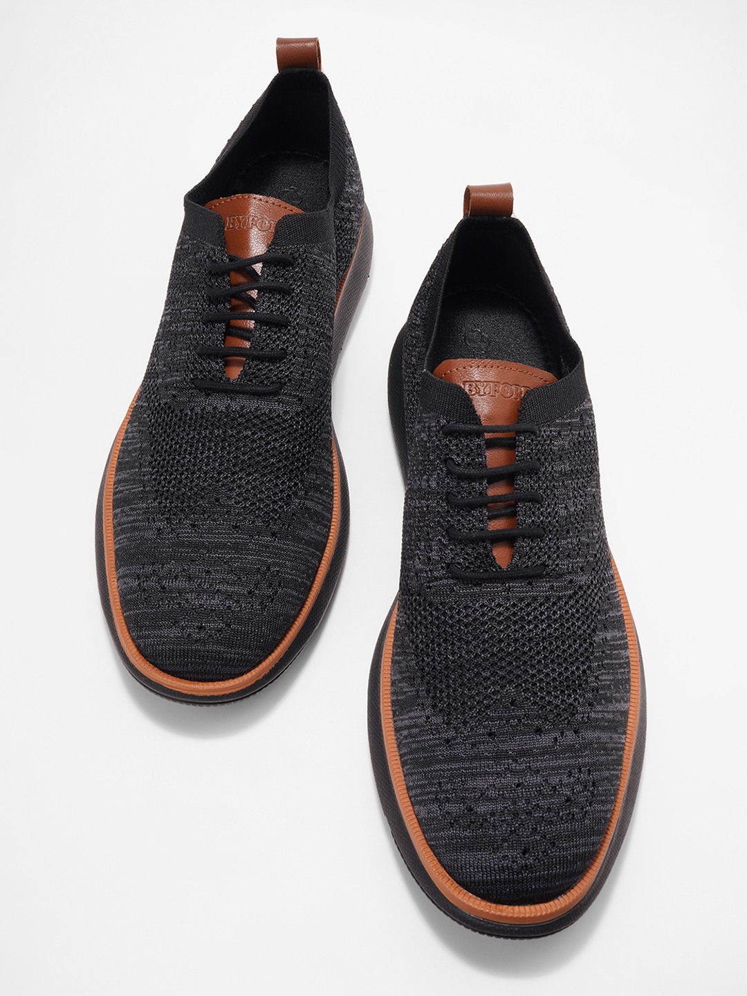 Black Knit Oxford Casual Shoes