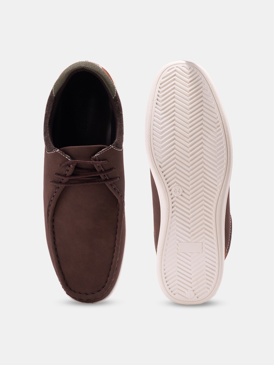 Brown Colour Block Lace-Up Deck Shoes