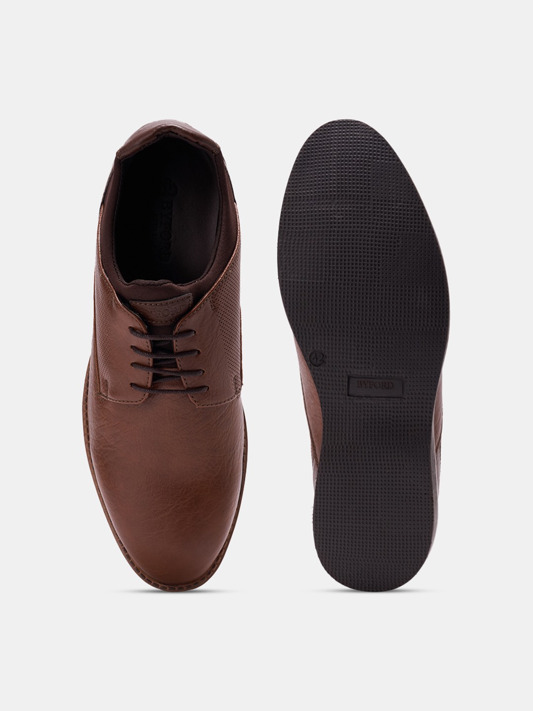 Brown Colour Block Derby Shoes