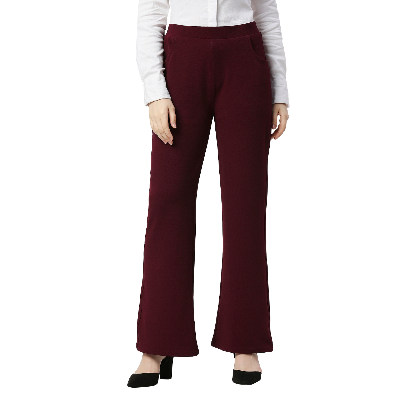 Smarty Pants Women's Cotton Lycra Regular Fit Bell Bottom Black