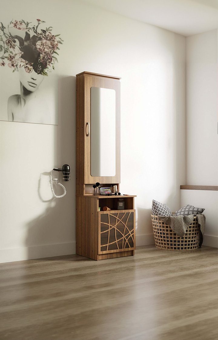 neudot Paris Wooden Dressing Table with Mirror & Storage | Engineering Wood Dressing Table | Vanity Table with Mirror | Vanity Dressing Table for Bedroom, Living Room | 1-Year Warranty - Brown