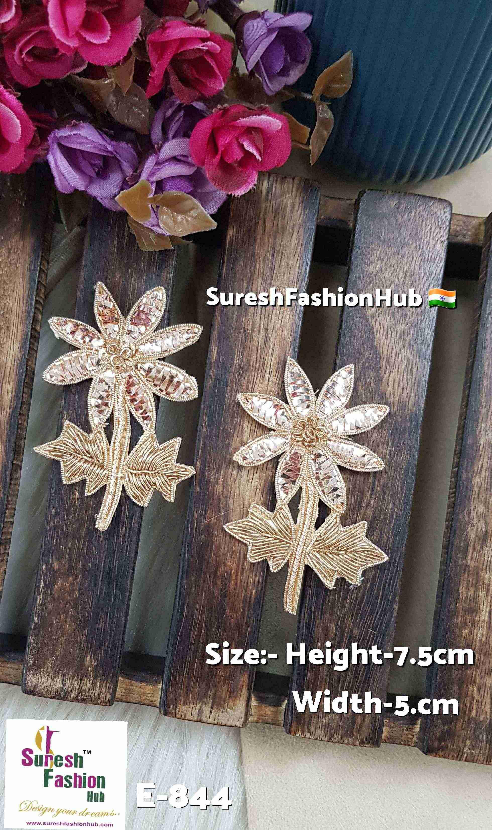 Zardosi Floral Cutwork Patch with Sequins