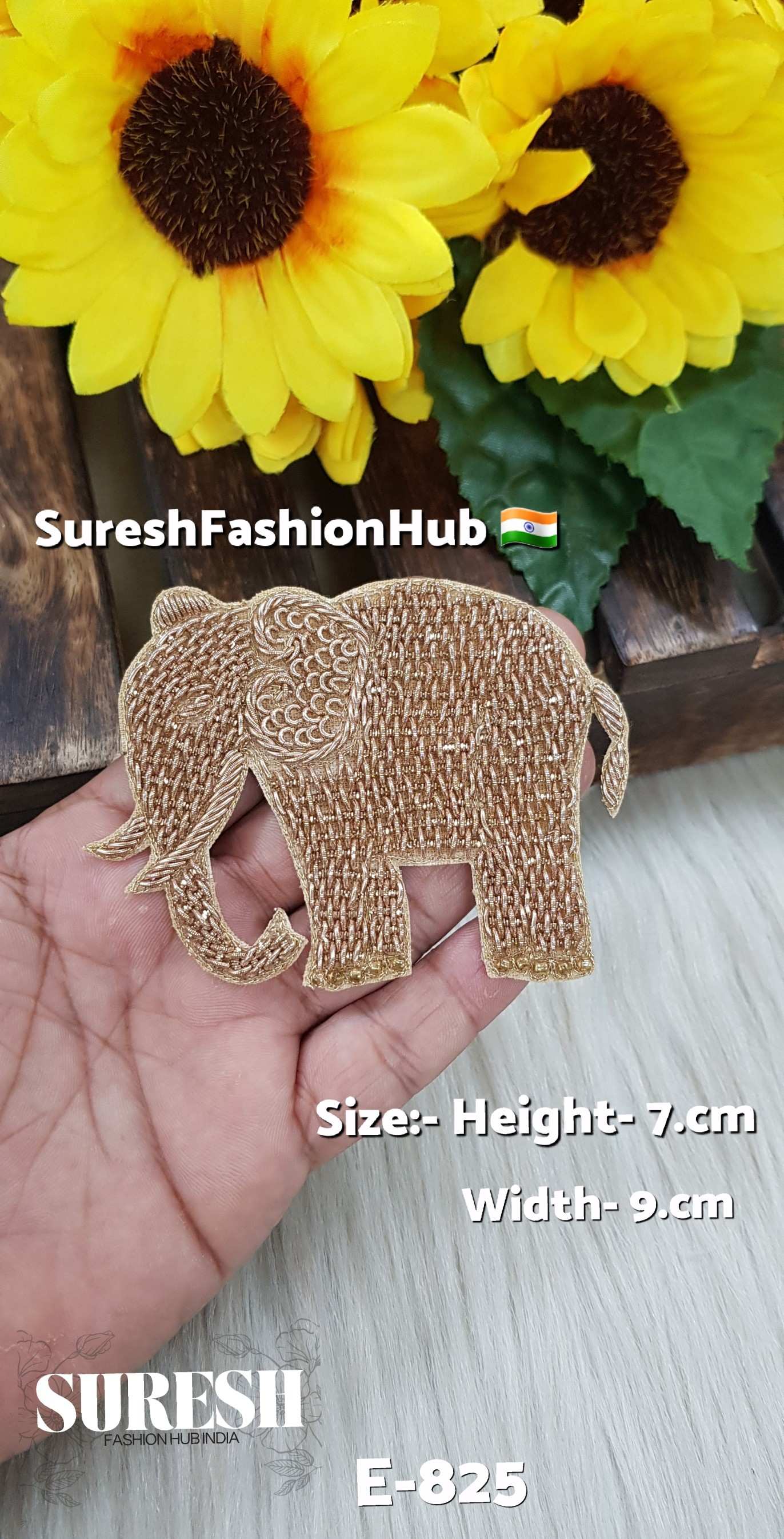 Right side Facing Zardosi Elephant Patch