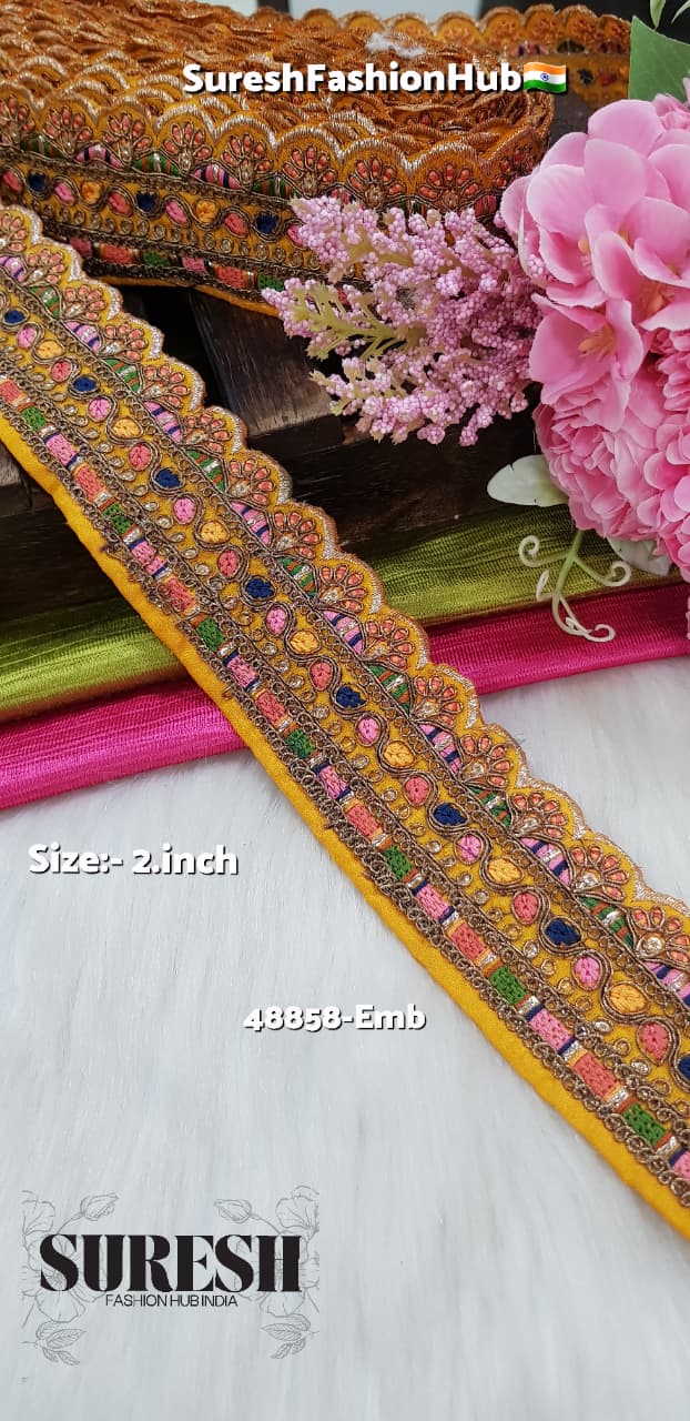 Yellow Royal Scallop Dori Embroidery Lace – 48858-Emb