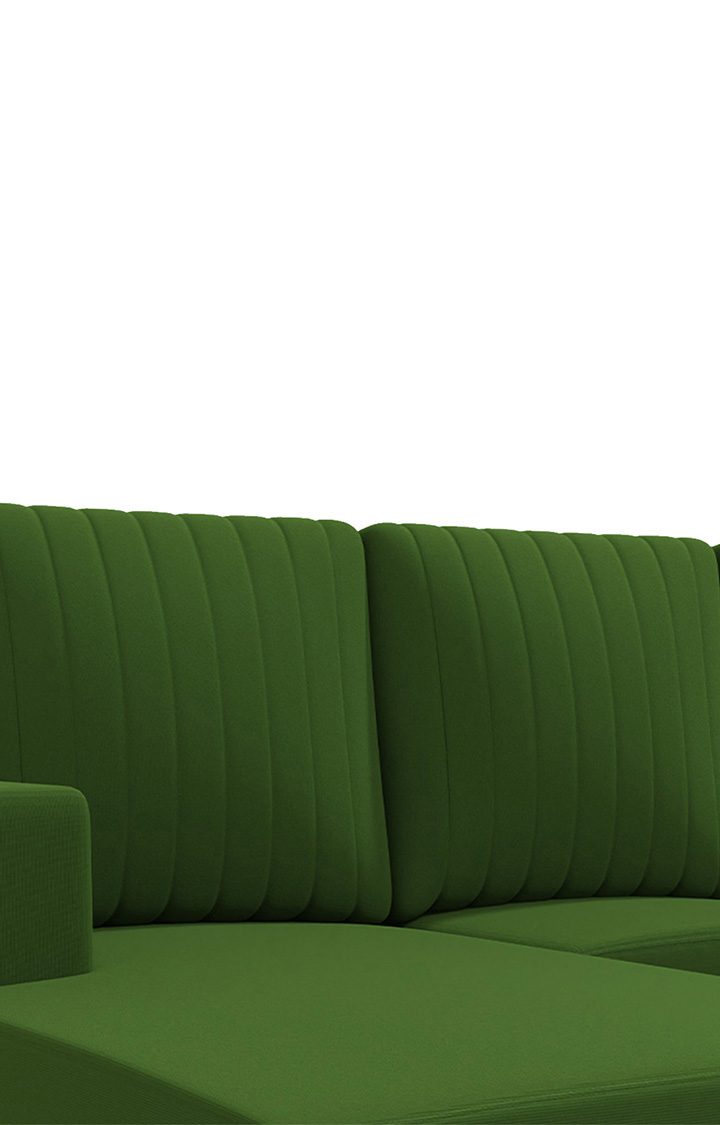 neudot Roman RHS Sectional Sofa for Living Room |6 Person Sofa|Premium Fabric with Cushioned Armrest | Solid Wood Frame|6 Seater in Emerald Green Color