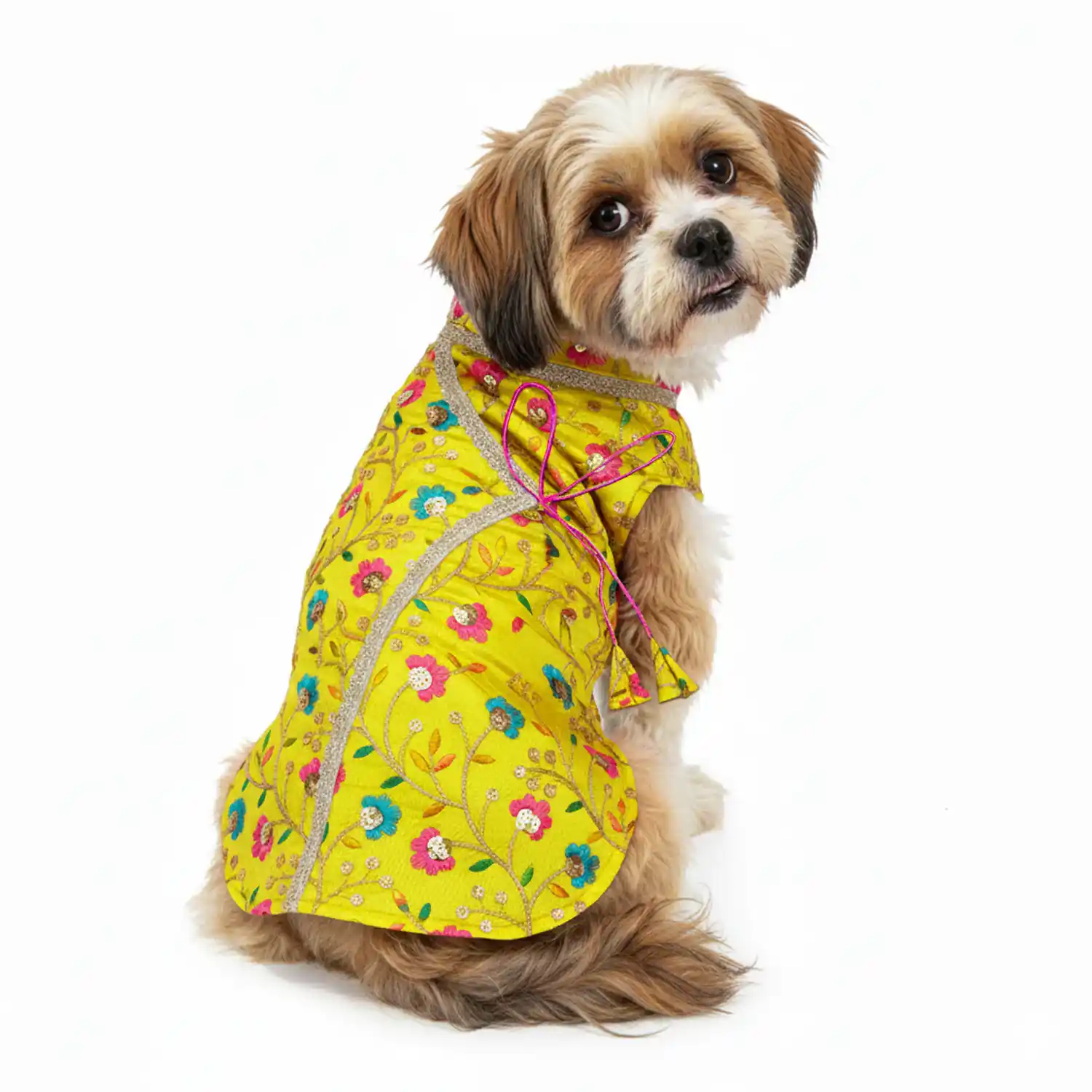 PawsIndia Traditional Marigold Yellow  Prince Kurta for Cats & Dogs