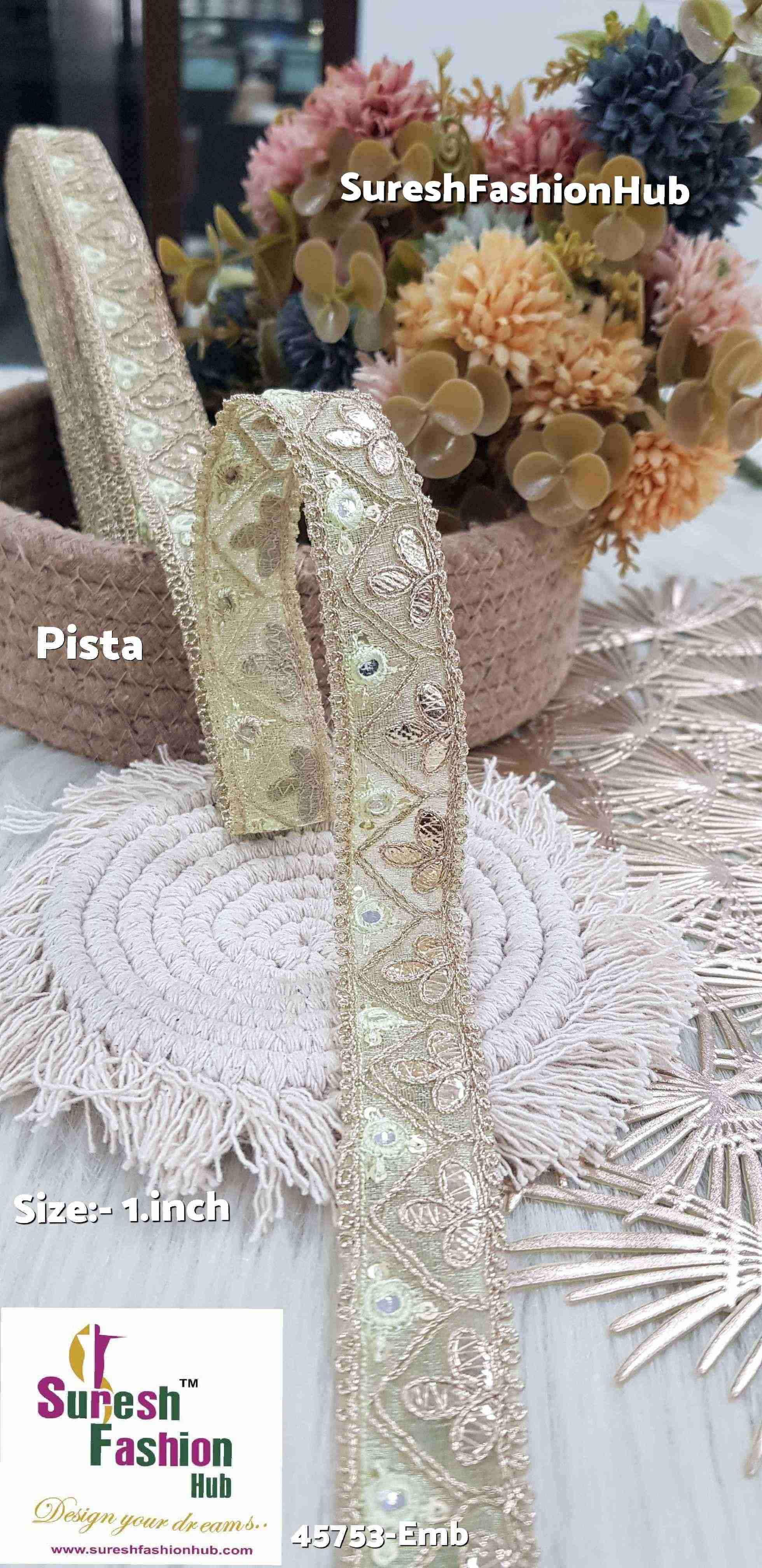 Glimmering Gota and Mirror Embroidered Pista Organza Lace