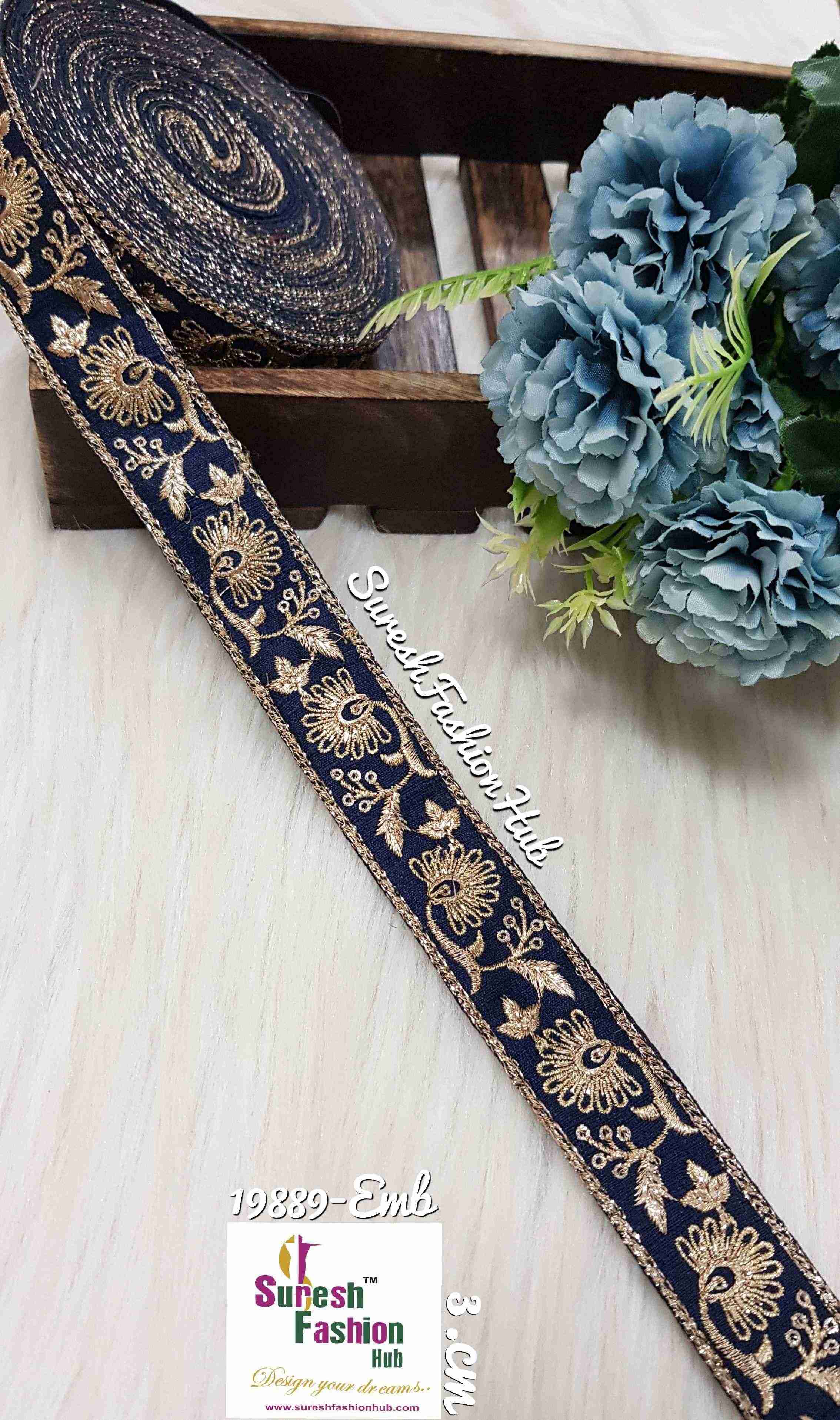 Royal Zari Blue Embroidery Accents