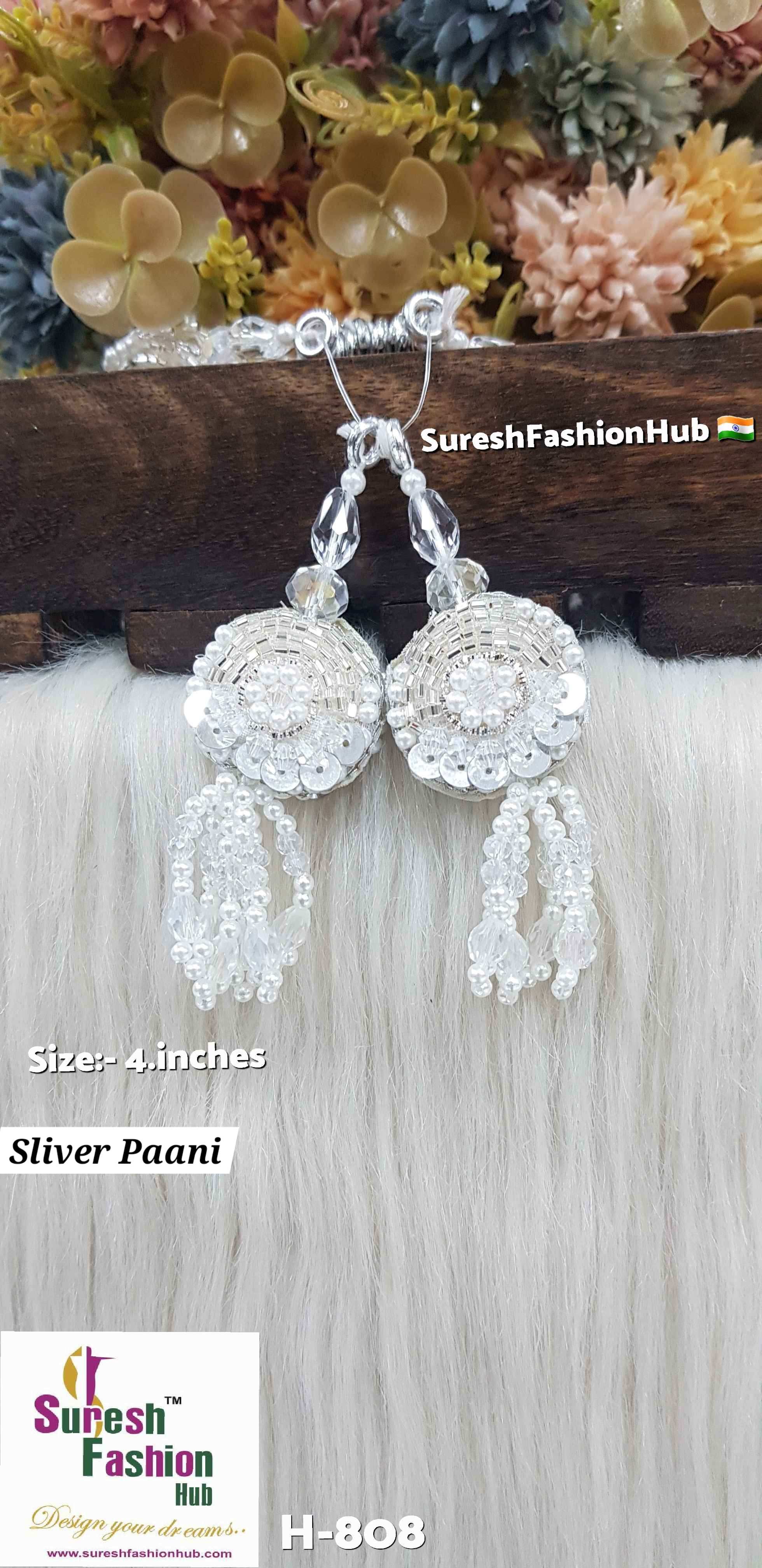 Silver Paani Floral Crystal Tassel