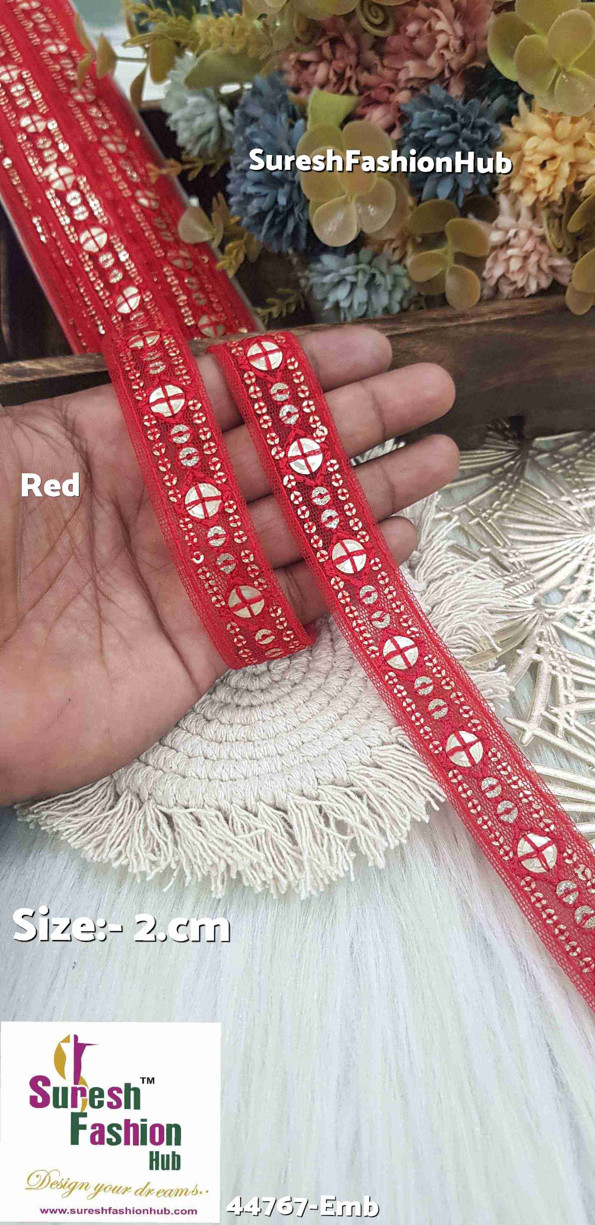 Red Net Embroidered Lace