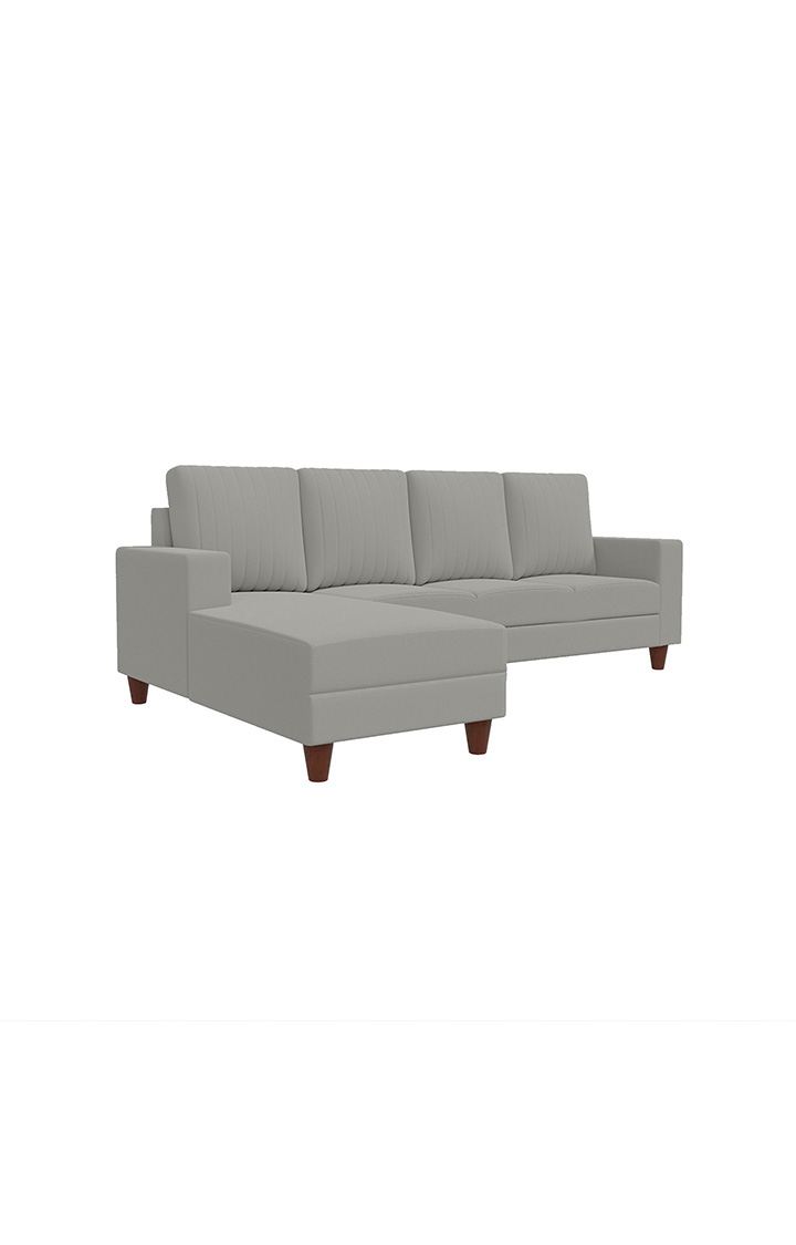 neudot Roman RHS Sectional Sofa for Living Room |6 Person Sofa|Premium Fabric with Cushioned Armrest | Solid Wood Frame|6 Seater in Light Grey Color