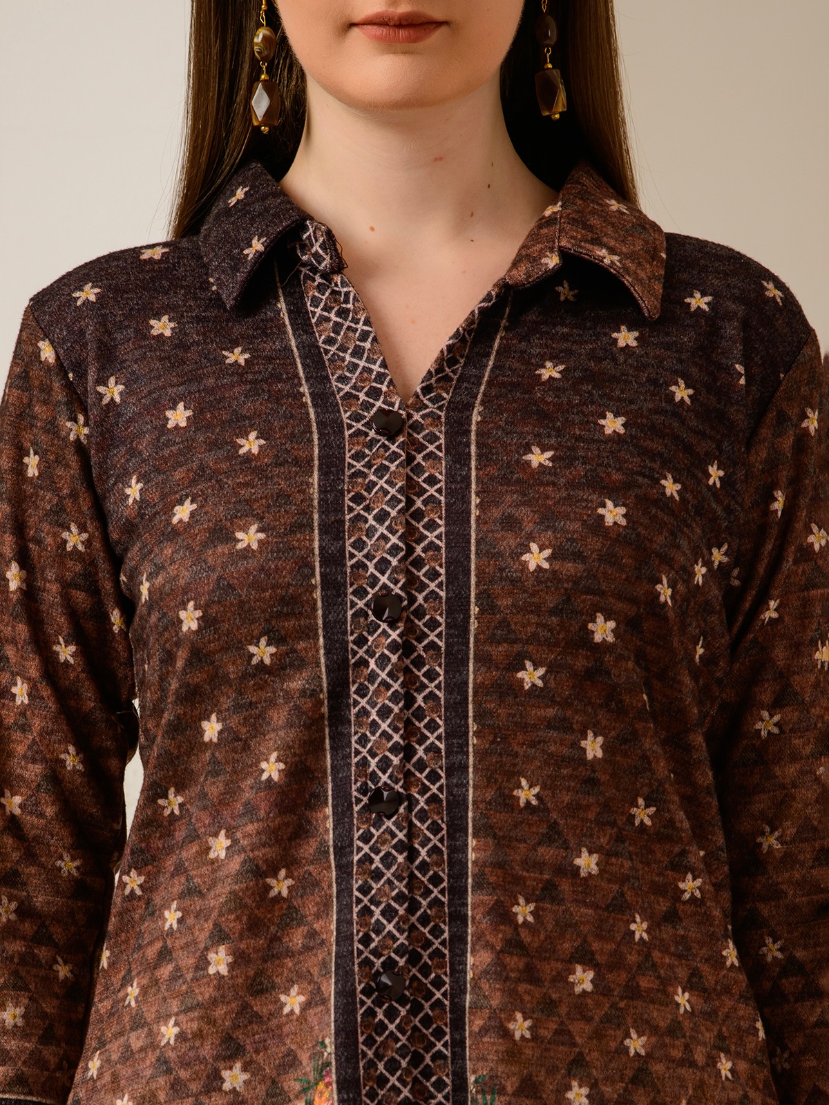 ALBION SMART BROWN LADIES WINTER WOOLEN COORDINATE SET