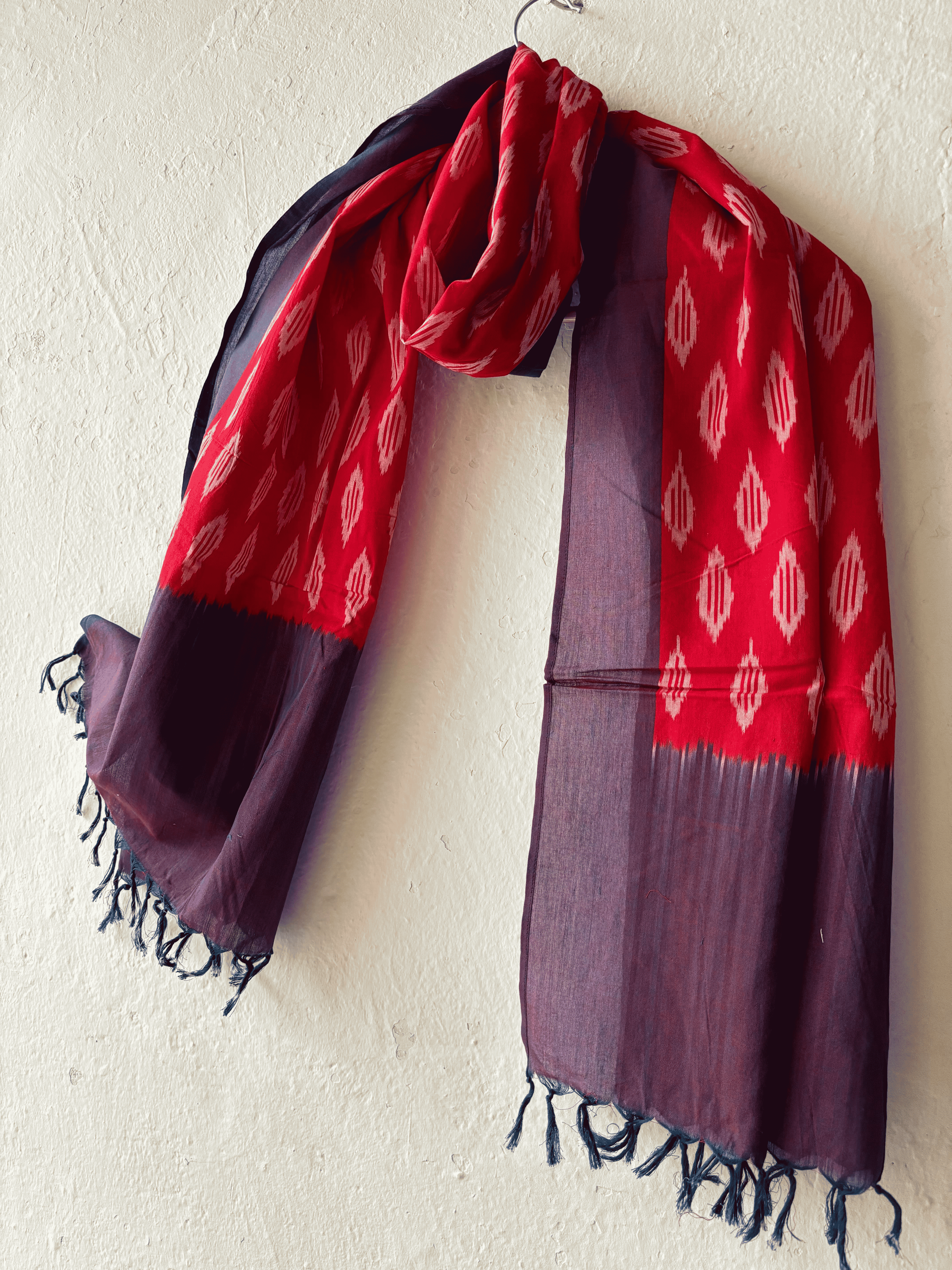 Cotton Red Ikat Stole