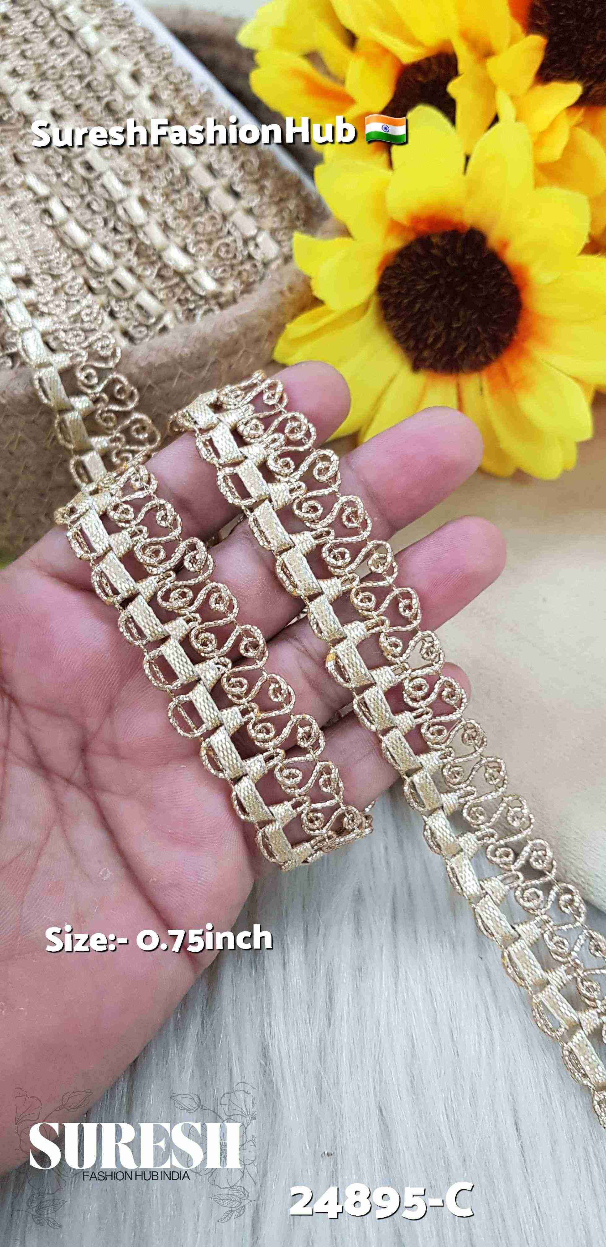 Pearl Dori Gota One-Side Jhalar Lace