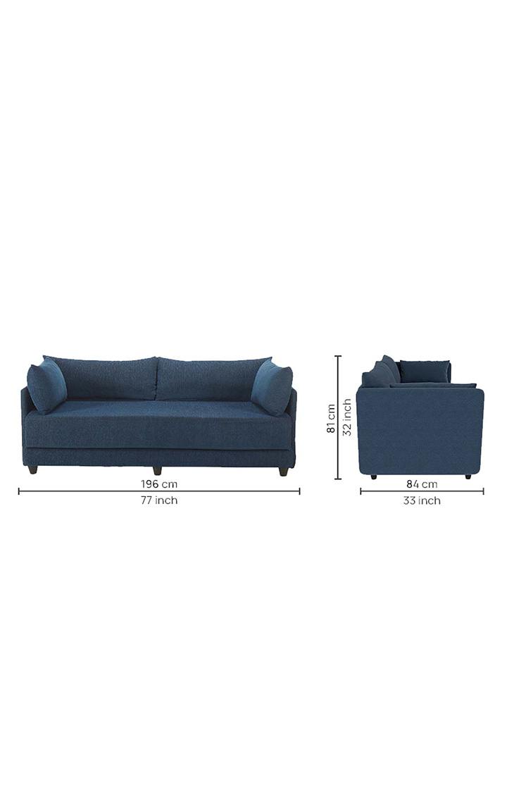 neudot Show Fabric Pull-Out Sofa Cum Bed for Living Room | 3 Seater Sofa Bed for Drawing Room & Bedroom|Diwan|Cobalt Blue Colour