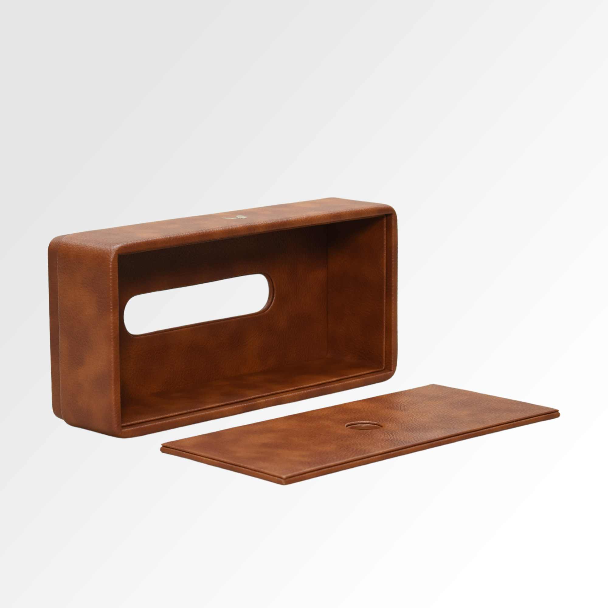 Tissue Box Holder for Home and Office in Premium Faux Leather | Size: 9.5 x 4.5 x 2.5(H) Inches | Classic | Tan