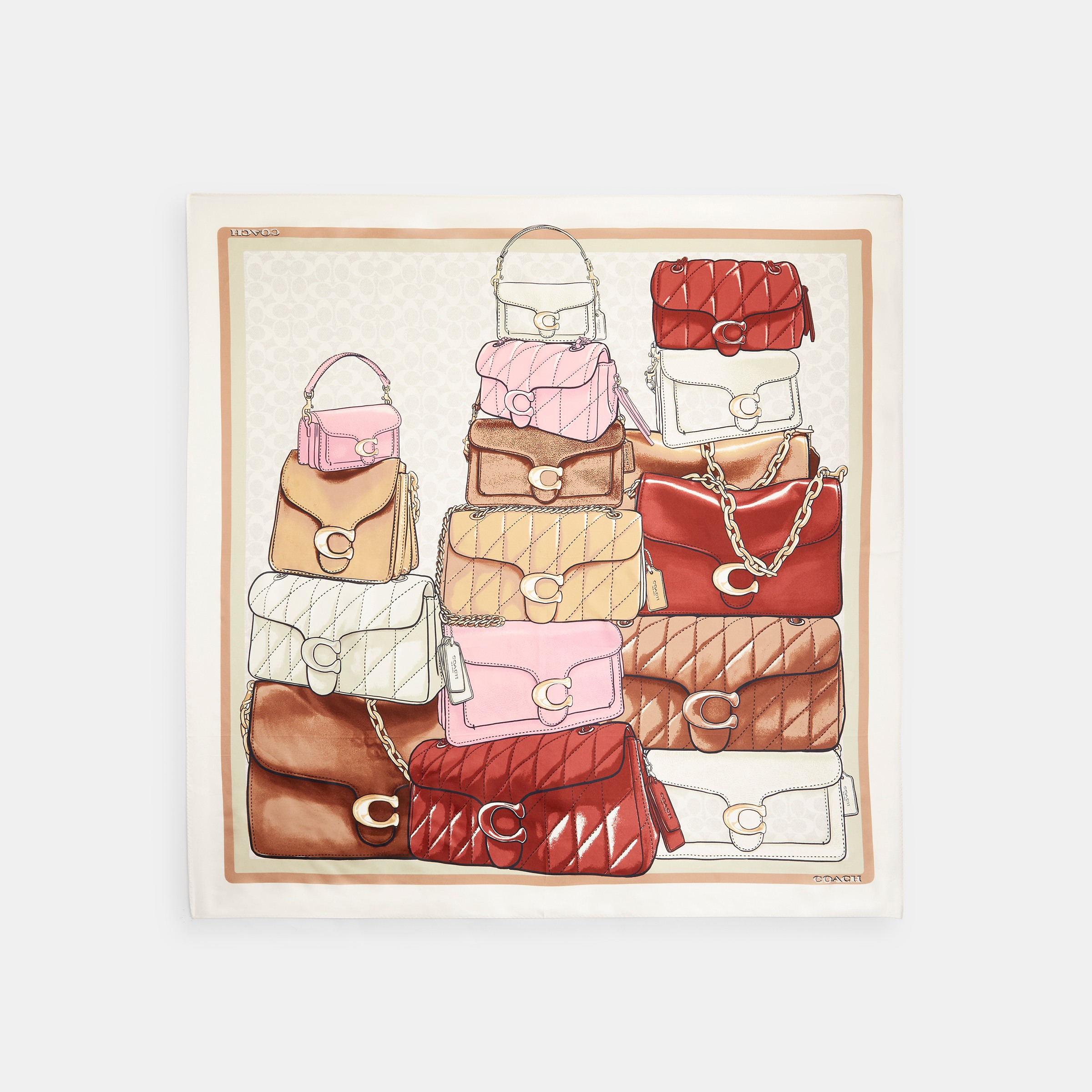 Stacked Tabby Bags Print Silk Square Scarf