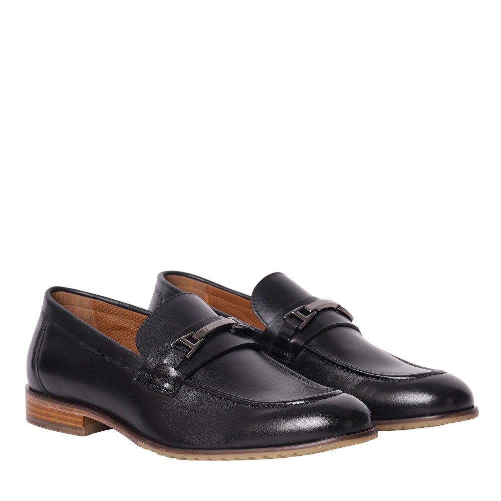 Elias Black Leather Dress Loafer