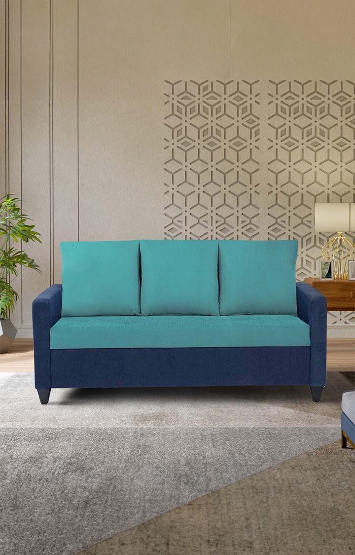 neudot Saya Dual Color Sofa for Living Room |3 Persons Sofa|Premium Fabric with Cushioned Armrest | Solid Wood Frame|3 Seater in Saya Duo Teal Color