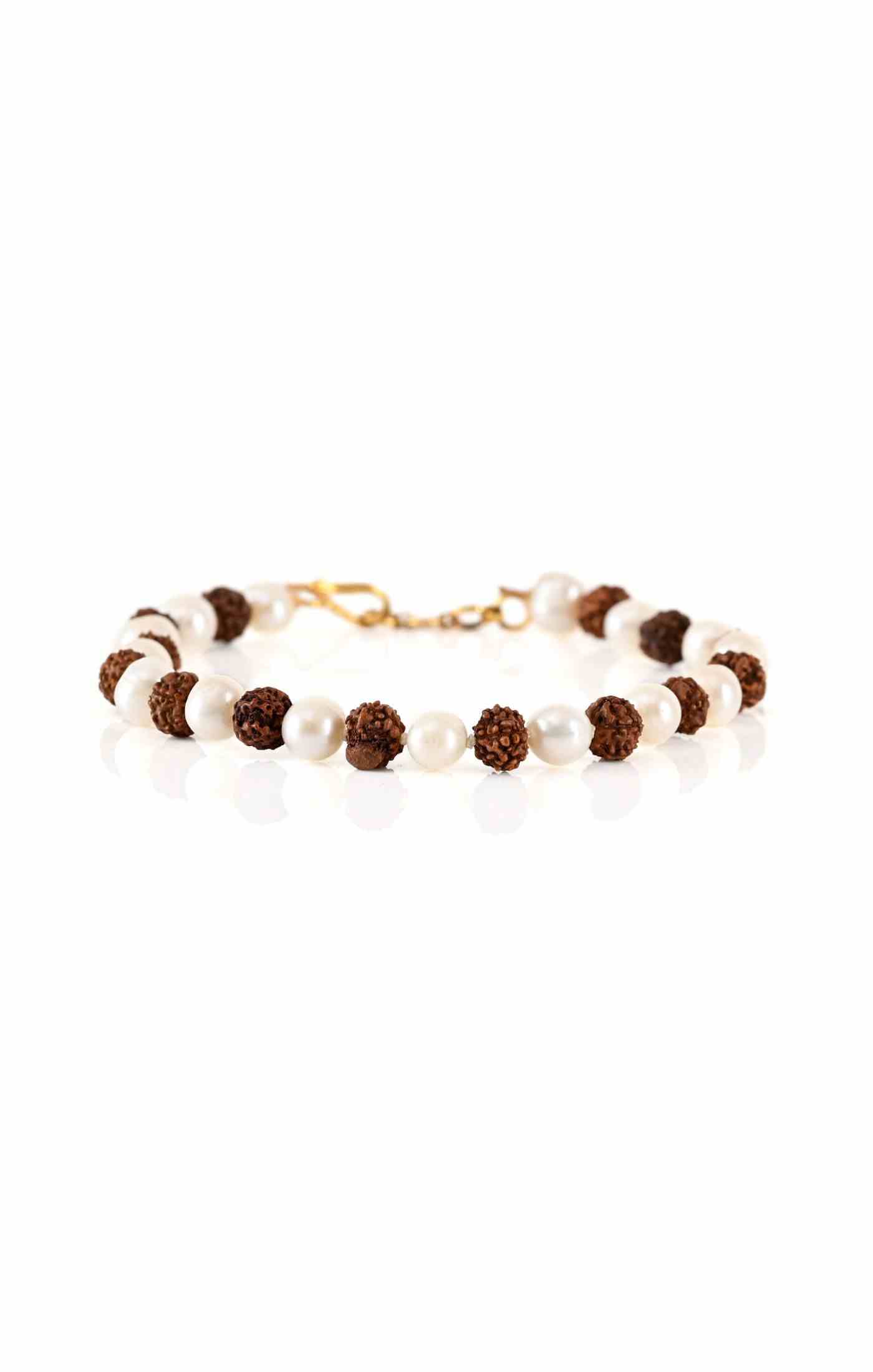 Shiv Ratan Kendra Genuine Rudraksha & Pearl Mixed Bracelet