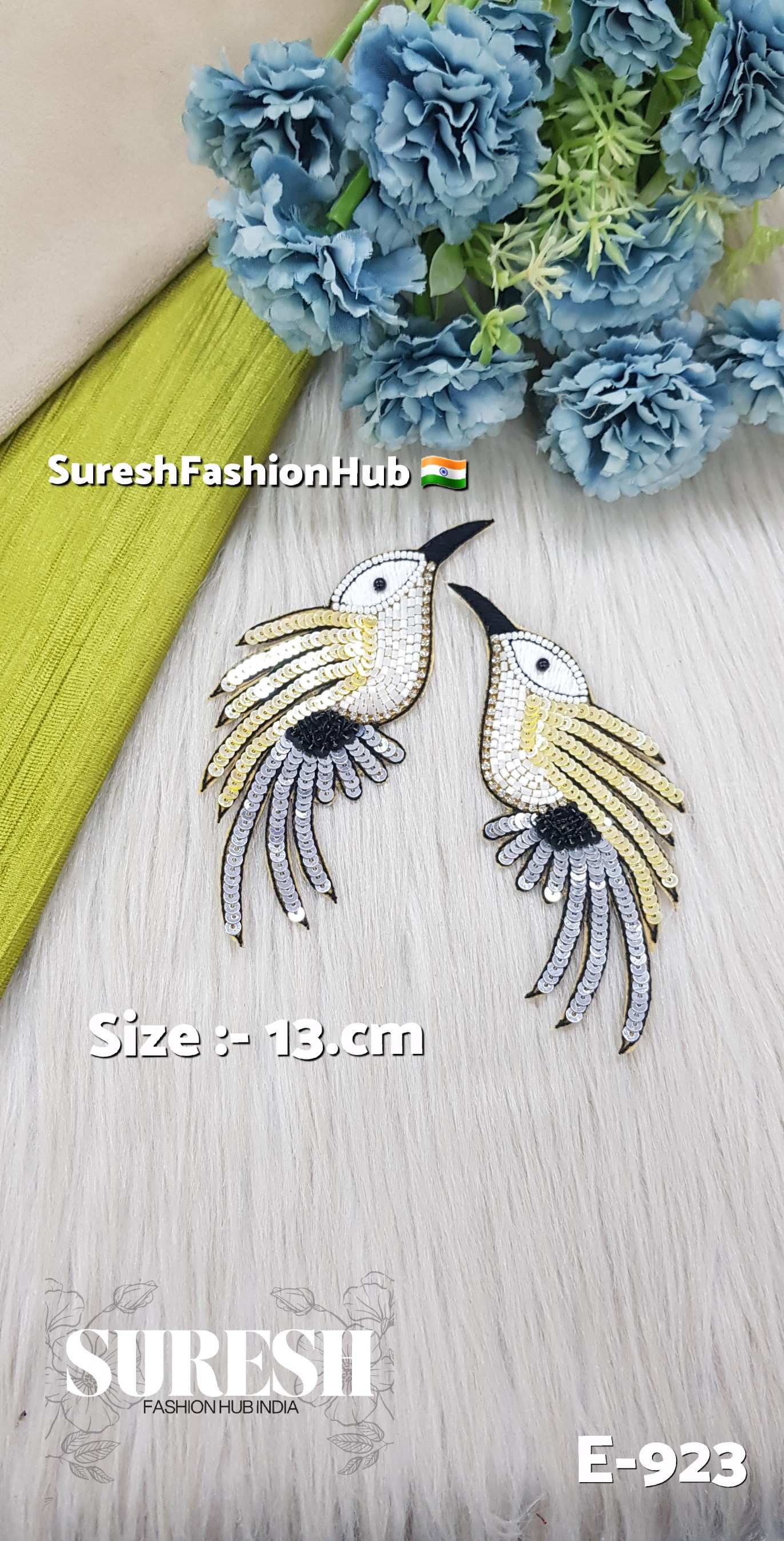 E-923 Pastel Yellow Left Side Humming Bird Patch
