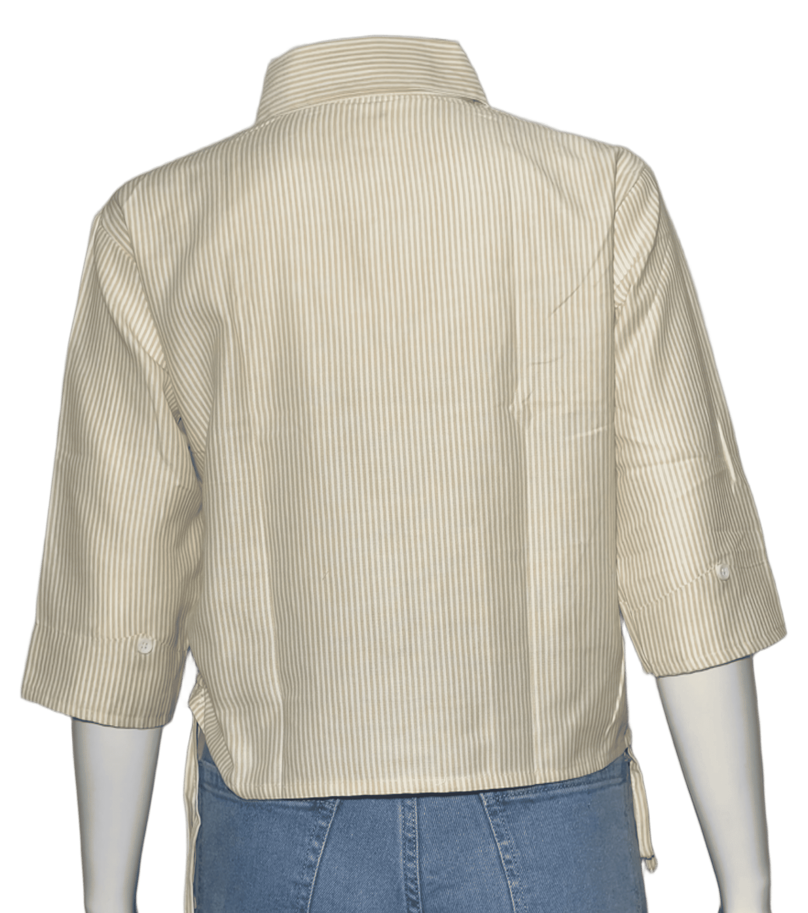 Max Fashion Women's Yellow & White Striped Cotton Casual Shirt