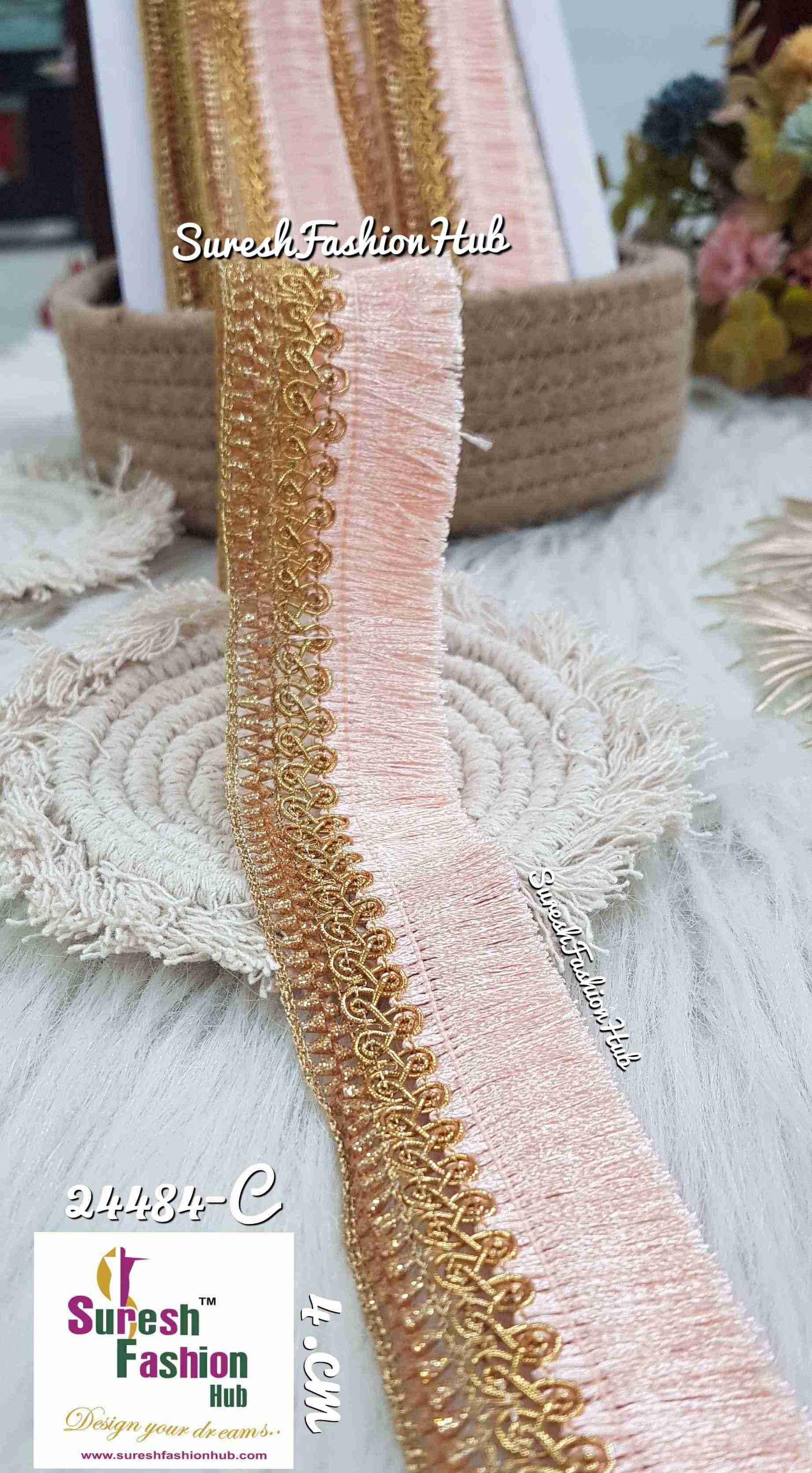 Shimmer Peach Thread Tassel Lace