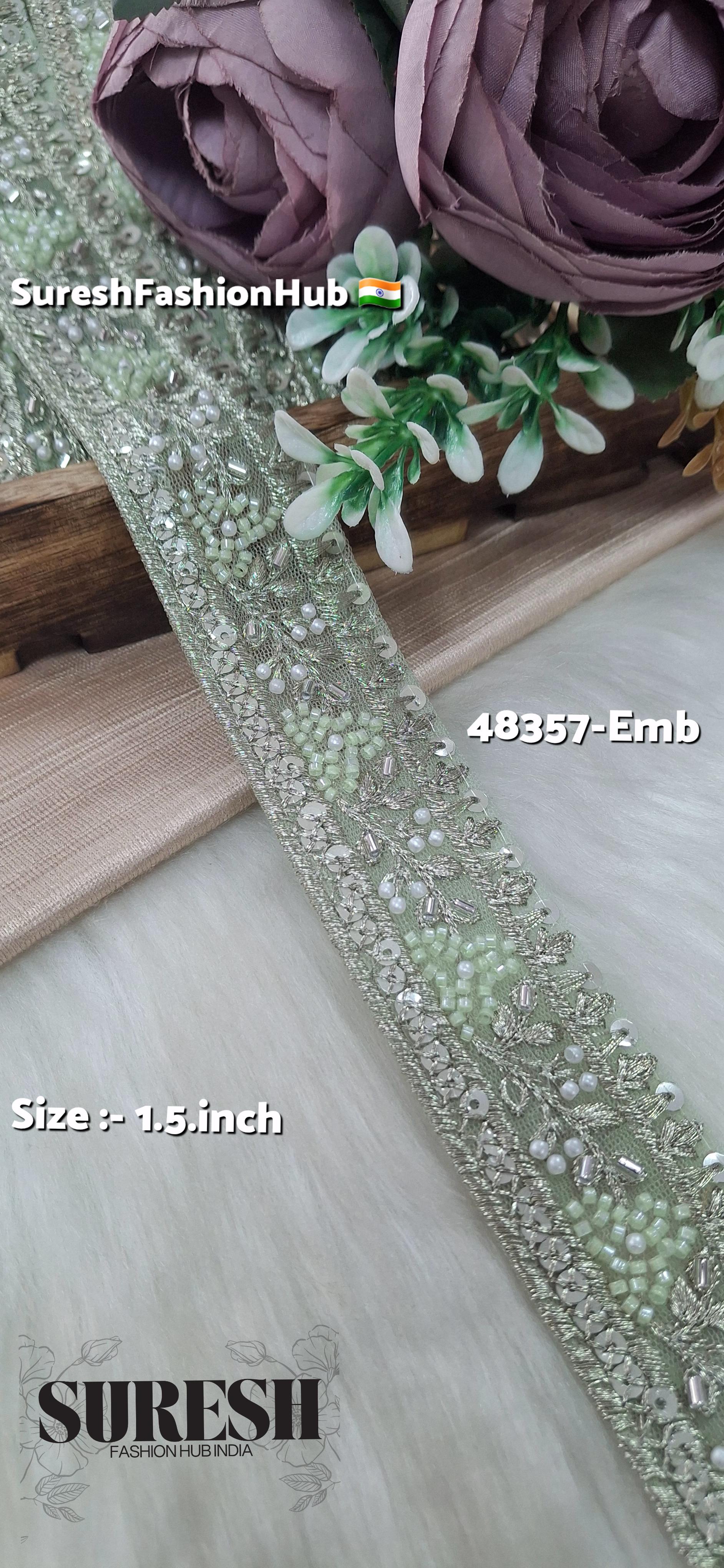 Pista Beaded Floral Grace Net Embroidered Lace