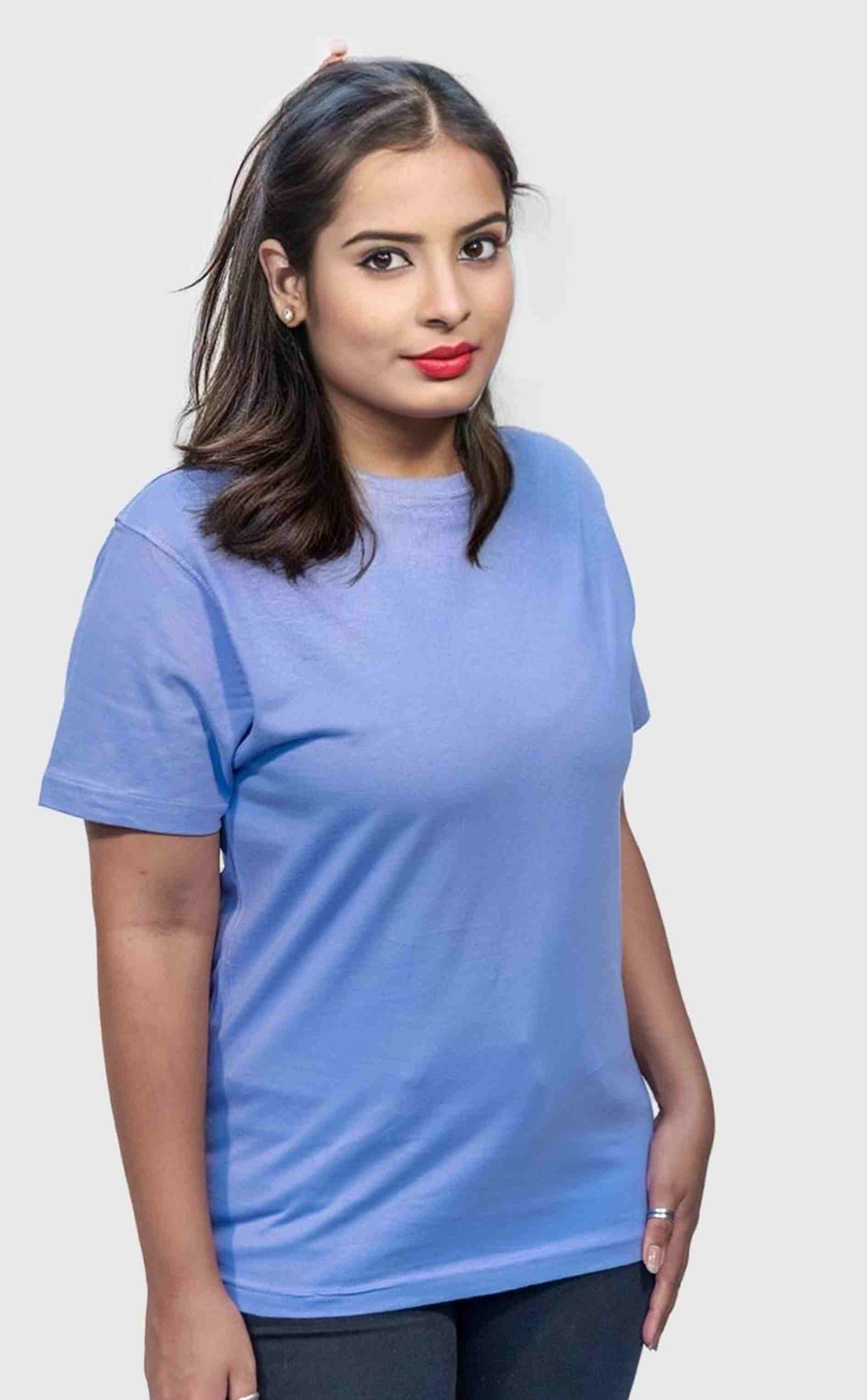Purple Round Neck Cotton T Shirt