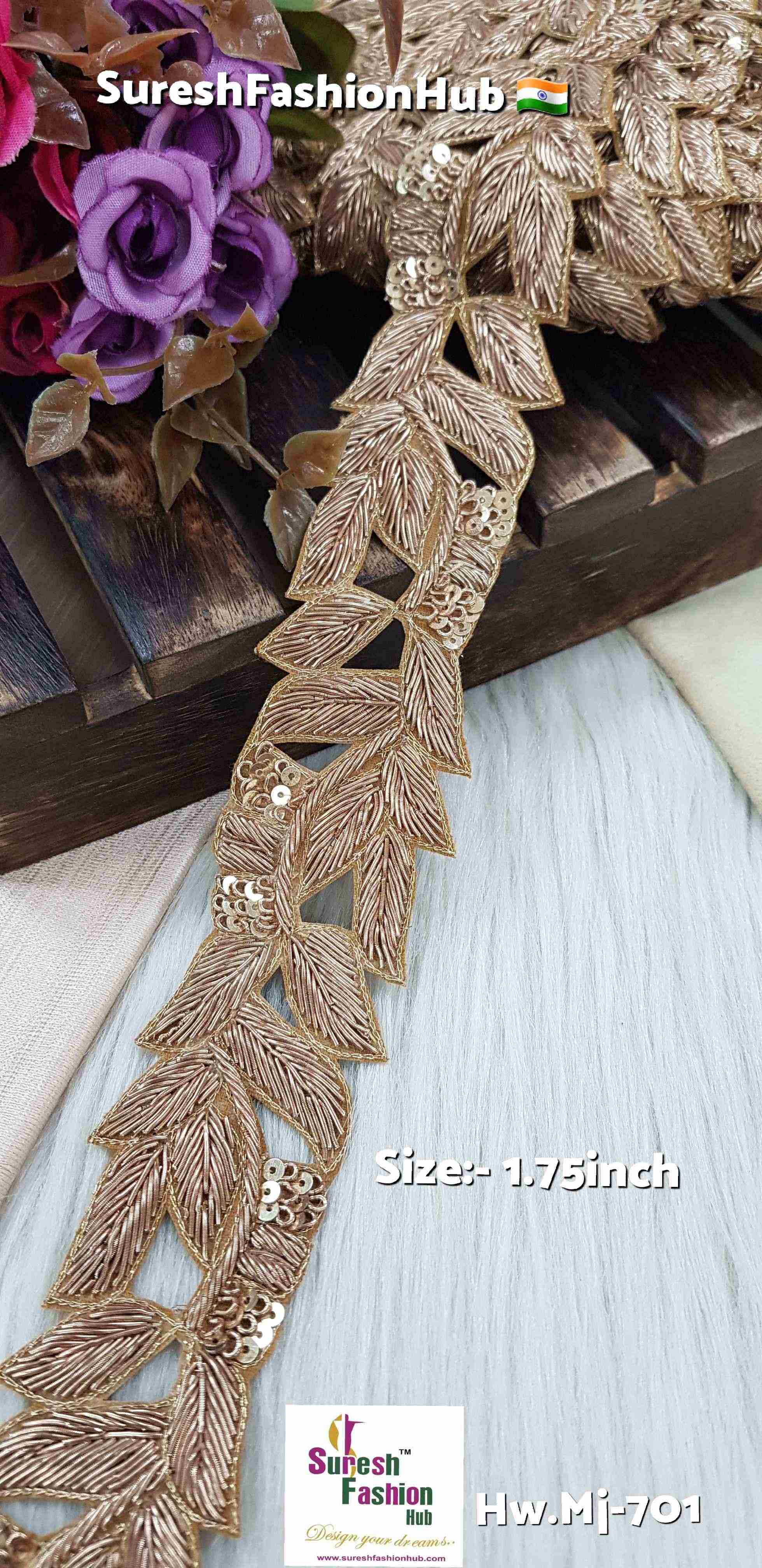 Zardosi Leaf Design Cutwork Lace