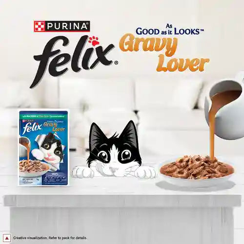 Purina Felix Gravy Lover Meaty Mackerel Chunks Wet Cat Food, 70g