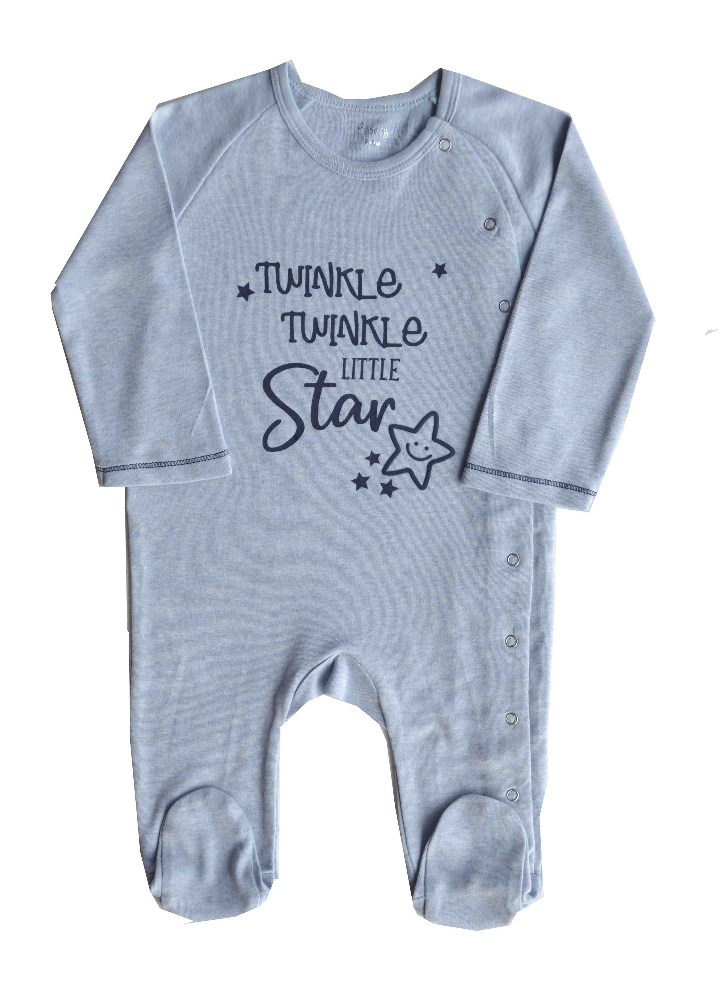 Baby's Full Sleeper/Romper with Feet,Color-Blue